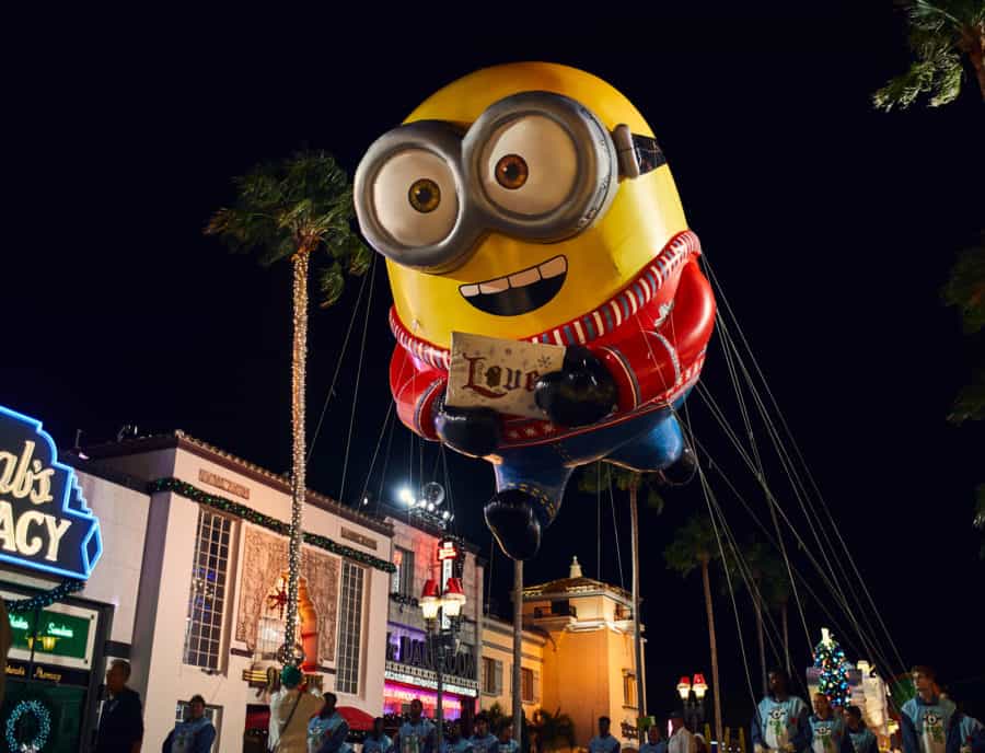 A larger than life Minion in the Universal Holiday Parade Featuring Macy's. Photo Credit: Universal Orlando Resort.
