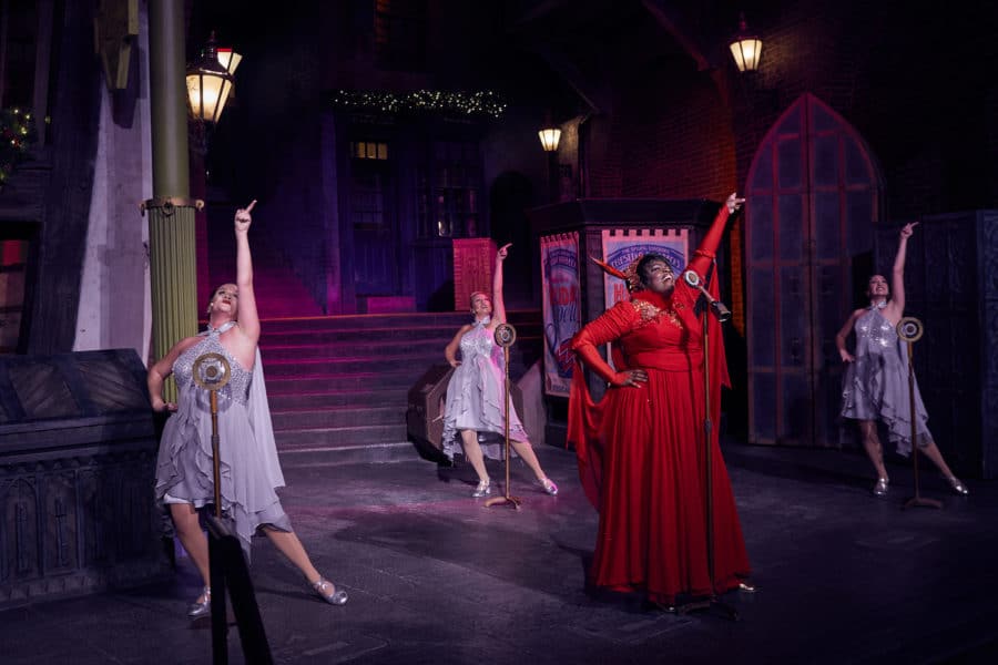 Celestina Warbeck and the Banshees in Wizarding World of Harry Potter at Christmas.