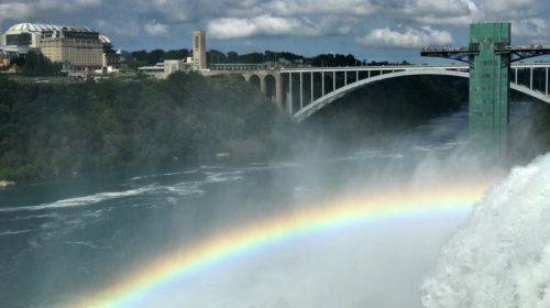 The walking path beside the Maid of the Mist entrance is perfect for rainbow photos on a sunny day. Photo Credit: Karyn Locke