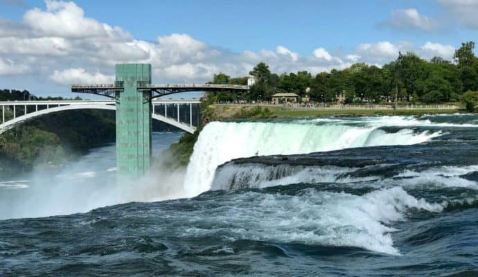 A close-up view of the American Falls from the walking paths near Maid of the Mist. Photo Credit: Karyn Locke