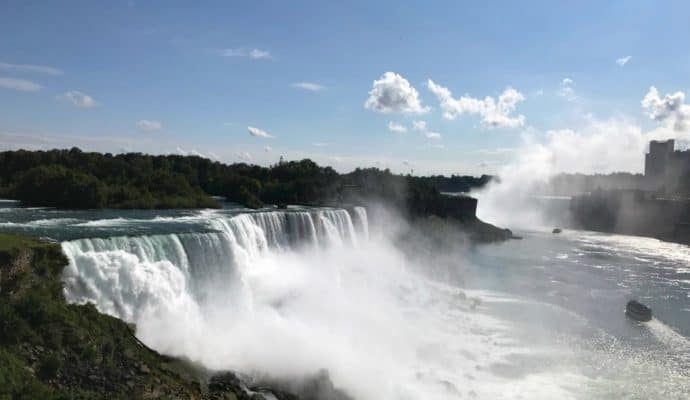 Pretty views of the American Falls from the Maid of the Mist walking path. Photo Credit: Karyn Locke