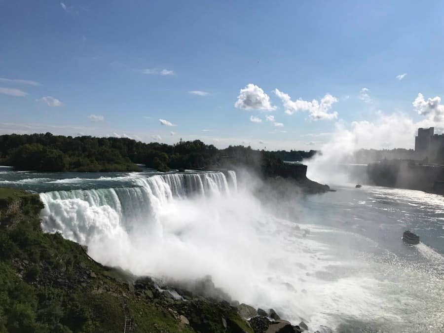 Pretty views of the American Falls from the Maid of the Mist walking path. Photo Credit: Karyn Locke