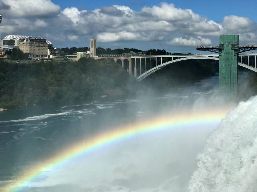 The walking path beside the Maid of the Mist entrance is perfect for rainbow photos on a sunny day. Photo Credit: Karyn Locke