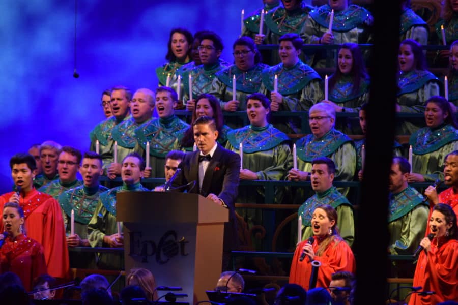 Jim Caviezel during the Candlelight Processional at World Showcase in Epcot in 2016. Photo Credit: Steven Locke