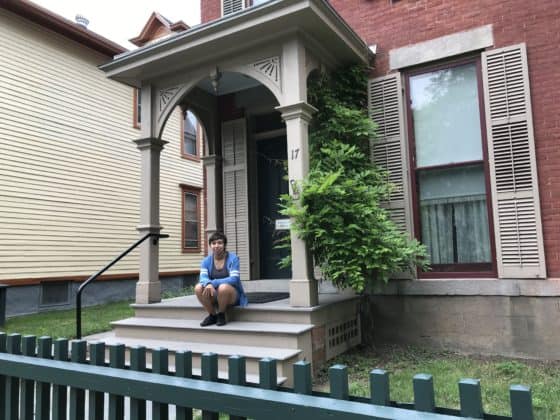  Just sitting on the steps of Susan B. Anthony's home.