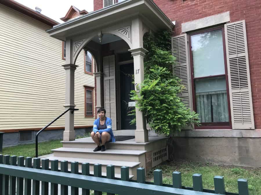  Just sitting on the steps of Susan B. Anthony's home.