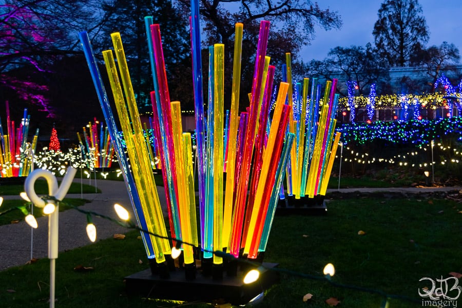 Colorful glow sticks at Phipps' 2018 Holiday Magic: Let it Glow! outdoor Winter Garden. Photo Credit: Steven Locke