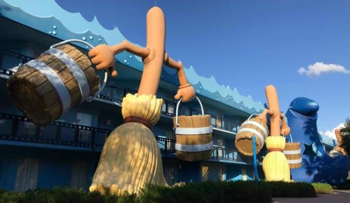 How to skip the lines at Disney - Advantages of staying at a Walt Disney World Value Resort: larger than life Disney icons at All-Star Movies