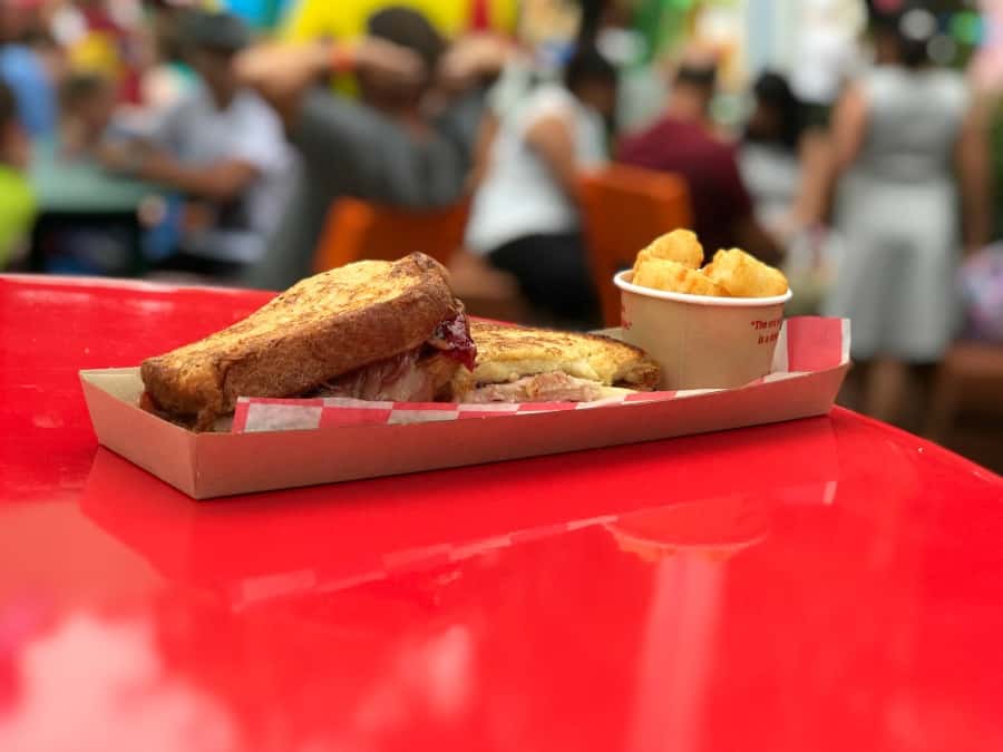 Is the Disney Dining Plan worth it? Sandwiches and tater tots at Woody's Lunch Box in Toy Story Land, Disney's Hollywood Studios.