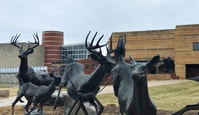 Best Museums in Indianapolis for Families: Eiteljorg Museum outdoor deer sculpture