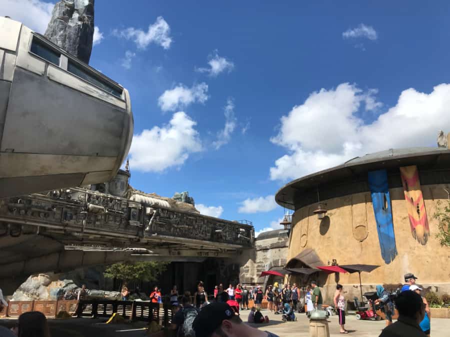 tips for Star Wars: Galaxy's Edge at Disney World - Looking out from Smuggler's Run standby queue. 