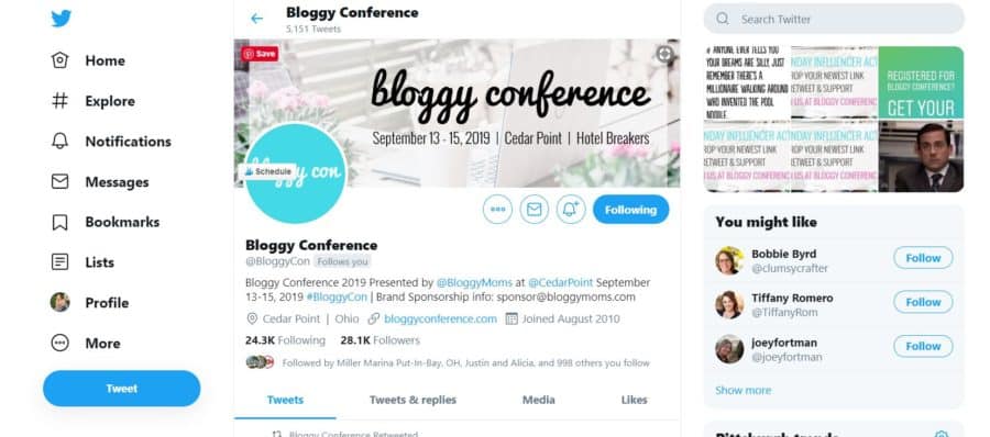 Tips for Bloggy Con: Twitter feed