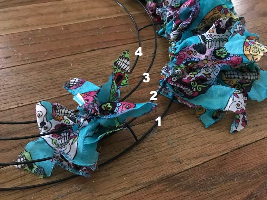 Day of the Dead Wreath DIY: Tying the rags