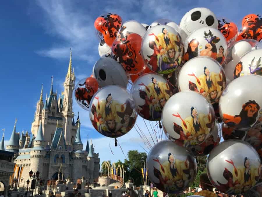 must-dos at Mickey's Not-So-Scary Halloween Party at Disney World: shopping and those beautiful balloons on Main Street. 