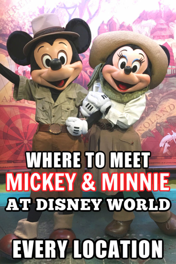 Visiting Walt Disney World and want to make sure you meet Mickey & Minnie Mouse when you go? From locations to costumes and times, here's where to meet Mickey & Minnie Mouse at Disney World! #Disney #DisneyWorld #WDW #MickeyMouse #MinnieMouse #DisneyPlanning #FamilyTravel #DisneyCharacters