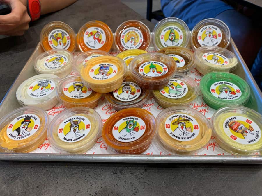 Chicken Guy! Disney Springs 22 dipping sauces