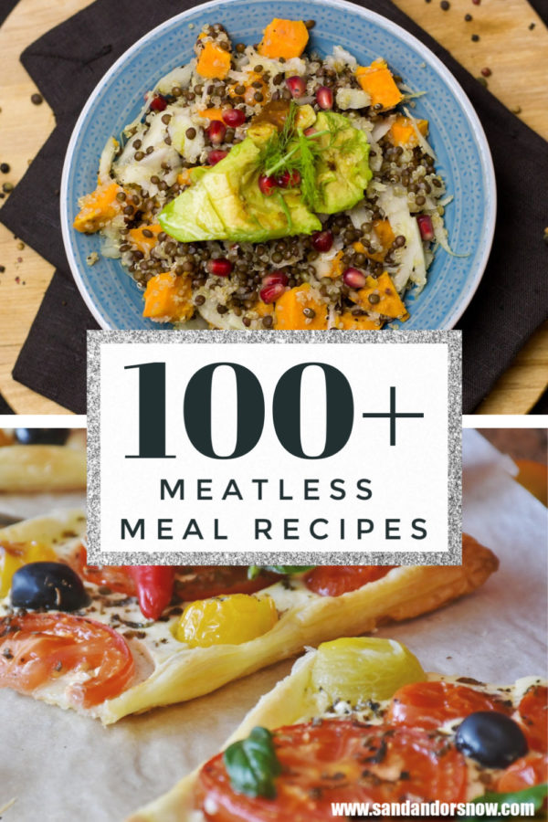 Looking for delicious recipes for Meatless Monday? From Asian to Italian to Mexican (and Indian and All-American inbetween!), here are 100+ meatless meals for Meatless Mondays or any other day of the week! #MeatlessMondays #Vegan #Vegetarian #MeatlessMeals 