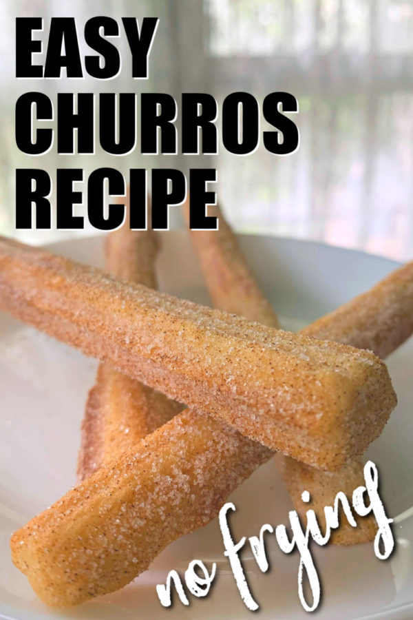 Looking for a super simple churros recipe that doesn't use extra frying oil? Here's my easy churros recipe - no frying or baking! #recipe #easyrecipe #churros #churrosrecipe #Mexicanrecipe
