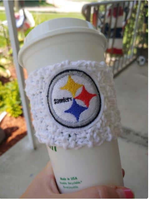 coffee gifts for Pittsburgh lovers: steelers coffee cozy