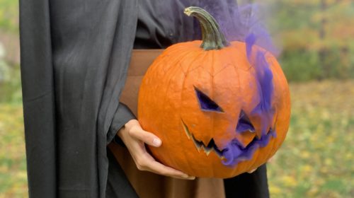 purple smoke bomb pumpkin