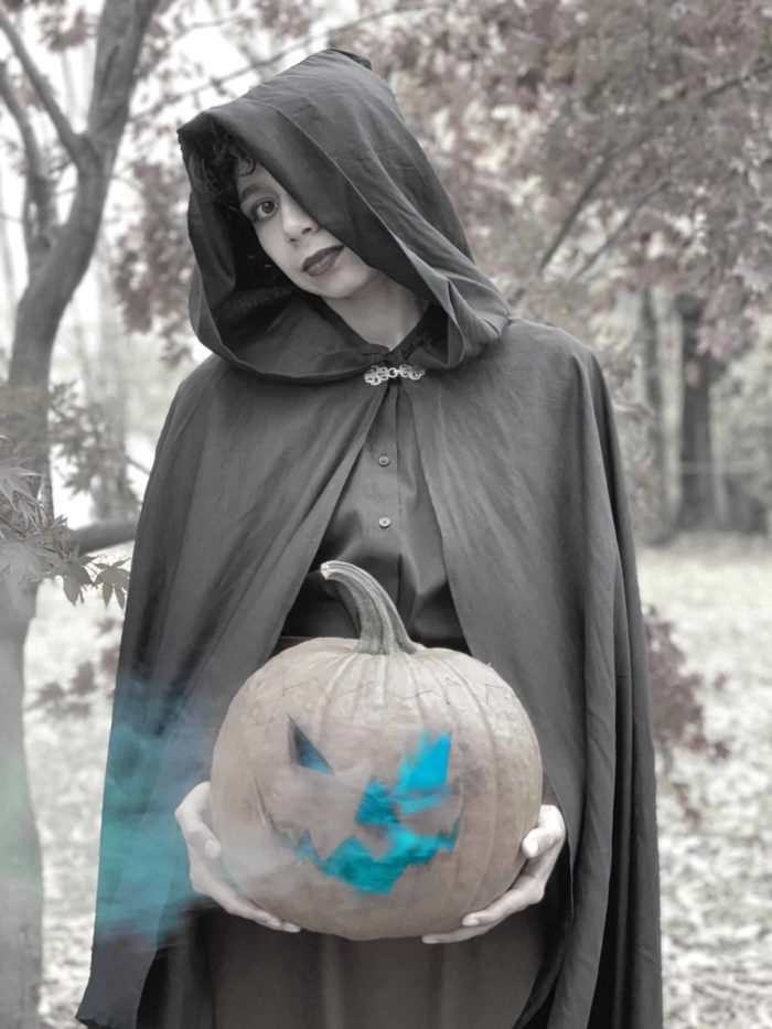 teal jack-o-lantern smoke bomb photo