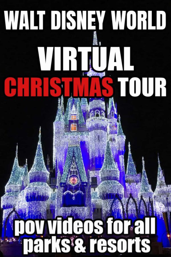 Ready to see Christmas at Walt Disney World this year without leaving the couch? From all the theme parks and resorts to fun Christmas events, here's a Disney world Christmas virtual tour featuring POV videos for EVERYTHING! #Disney #Christmas #DisneyChristmas #DisneyVirtualTour #WDW 