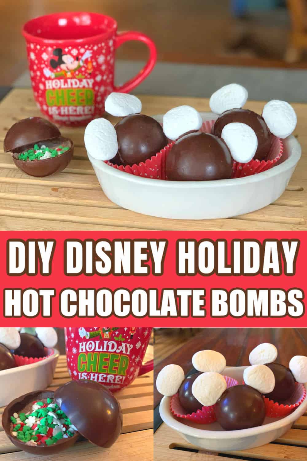 Ready to make some super cute, super adorable Mickey hot chocolate bombs? From ingredients to a step=by=step tutorial, here's my fun recipe! #HotChocolateBombs #Disney #DisneyDIY #DisneyRecipes #HotCocoaBombs