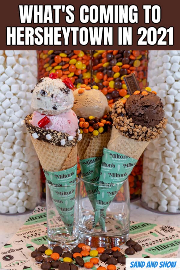 What's coming to HersheyPark ChocolateTown in 2021? Two deliciously decadent restaurants! Here's the scoop where and when you can find them! #HersheyPark #ChocolateTown #Hershey #HersheyparkHappy #Themeparks