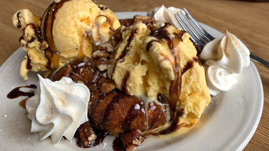 Salt Fork Lodge Review: dessert menu stuffed pretzel