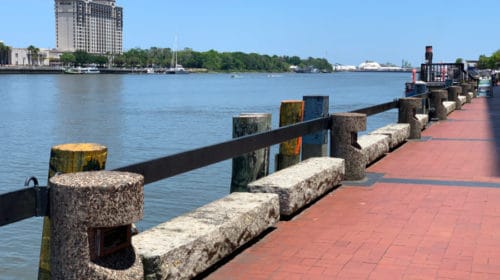 Fun things to do in Savannah with kids: walk along the river's edge