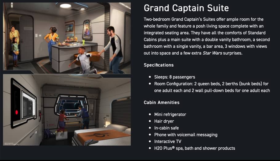 Star Wars: Galactic Starcruiser Star Wars hotel Galaxy Grand Captain Suite