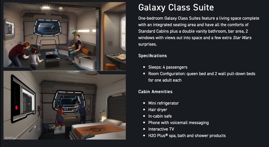 Star Wars: Galactic Starcruiser Star Wars hotel Galaxy Class Cabin