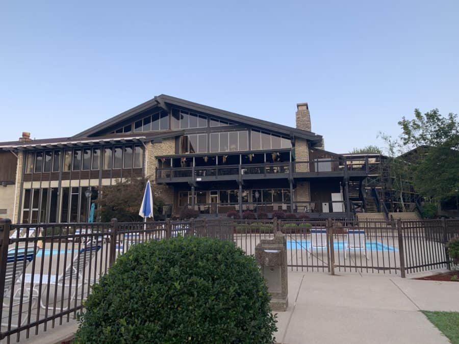 shawnee lodge exterior by pool