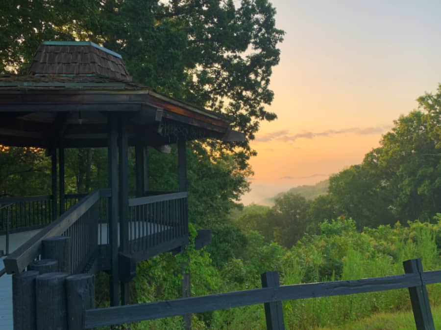 shawnee lodge outdoor gazebo at sunrise