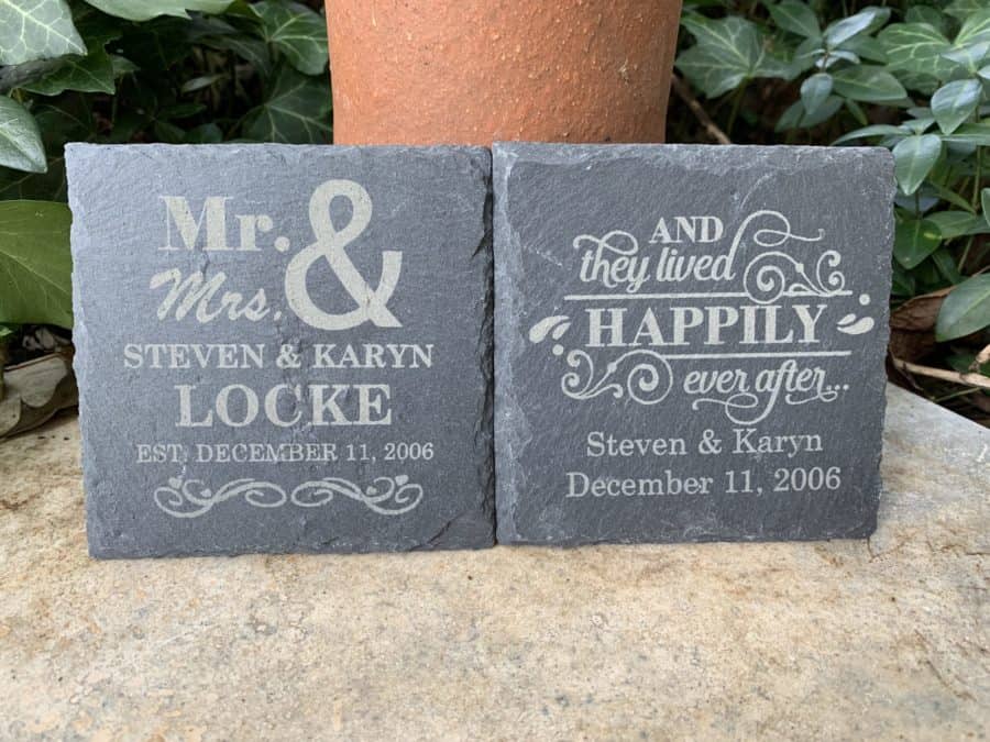 personalized wedding favors - stone coasters