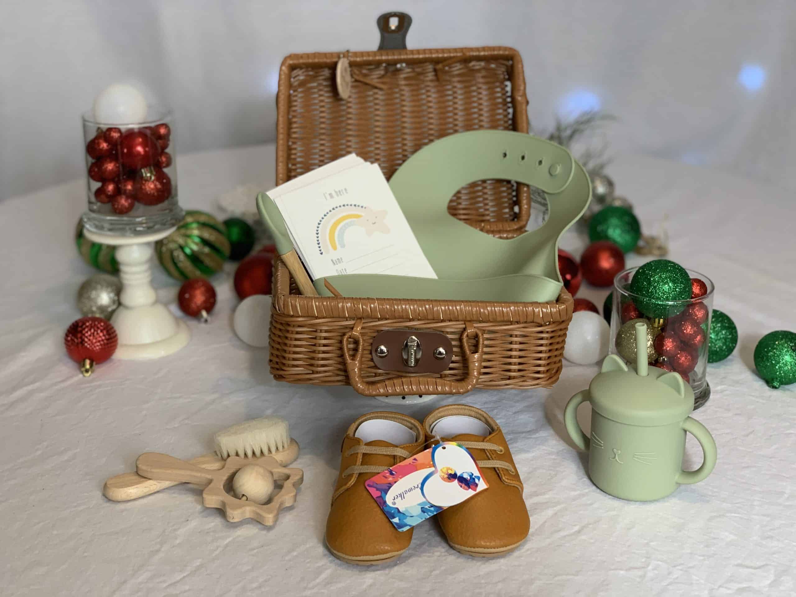 womens holiday gift guide baby's first wicker gift set