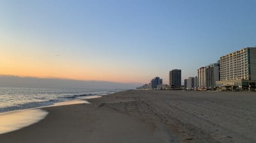 virginia beach with young adults beach at sunrise