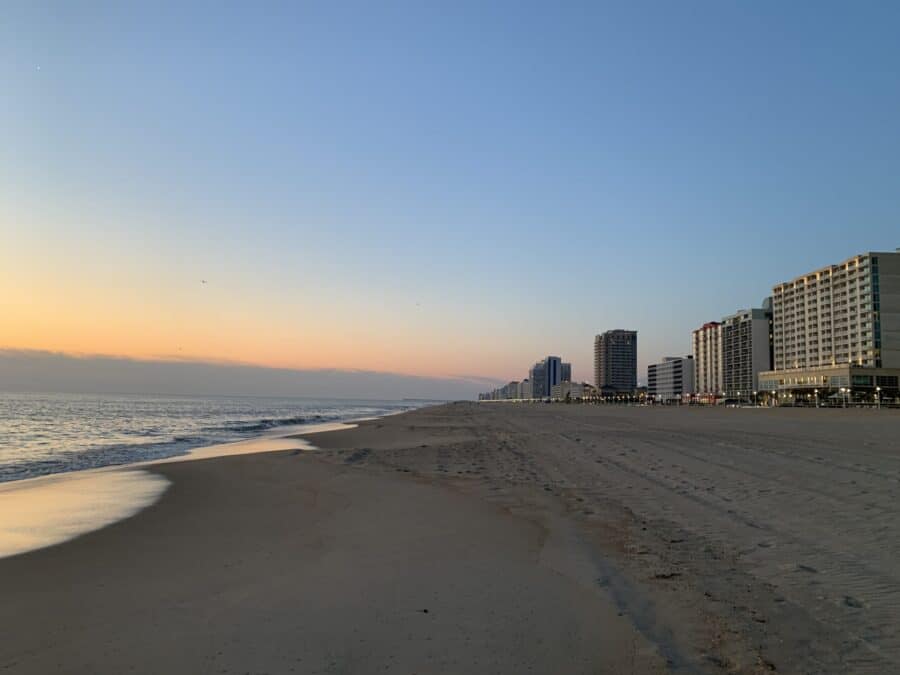 virginia beach with young adults beach at sunrise