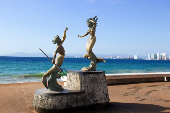 travel during hurricane season mexico pacific coast puterto vallarta mermaid statue