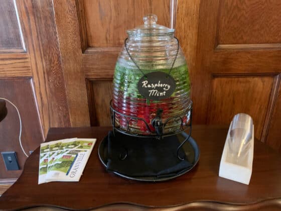 granville inn review lobby infused water