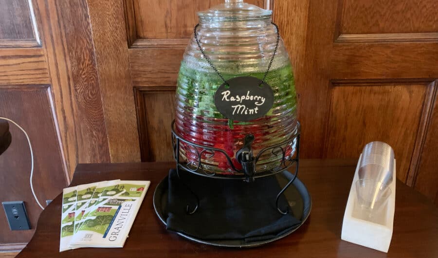 granville inn review lobby infused water