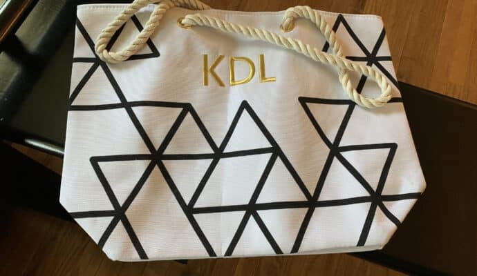 practical bridesmaid gifts - monogrammed beach bag