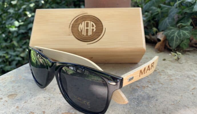 Practical Bridesmaid Gifts - monogrammed sunglasses with box