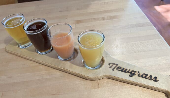 Couples Getaway in Shelby and Cleveland County NC - Newgrass Brewing beer flight