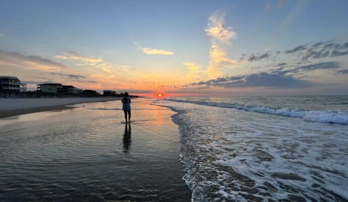 Onslow County NC Couples Getaway Ideas North topsail Beach skipping stones