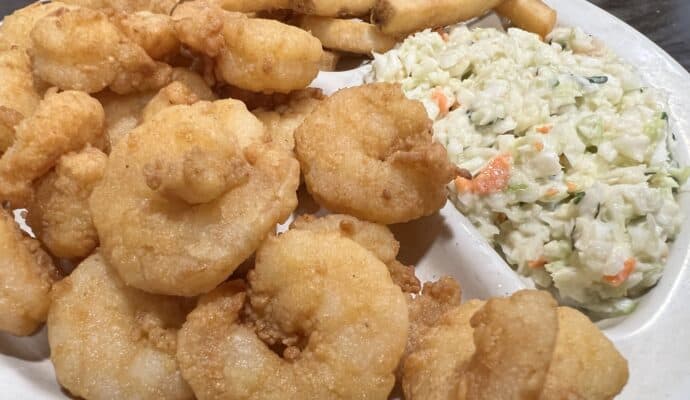 Onslow County NC Couples Getaway Ideas Where to eat Riverview Cafe Shrimp platter
