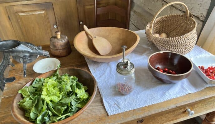 sauder village with kids making salad