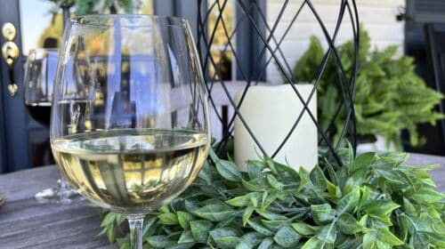 welsh hills inn bed and breakfast review - wine glass on front porch