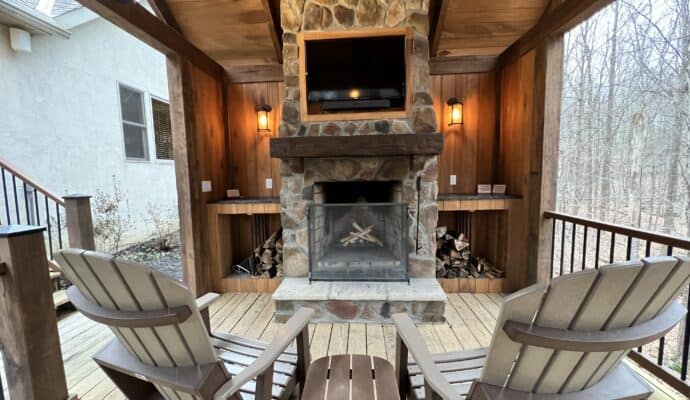 Cherry Ridge Retreat Honest Review - ravine's edge outdoor fireplace