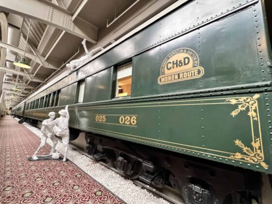 Vintage Fun in Indianapolis - train car in crowne plaza downtown union station